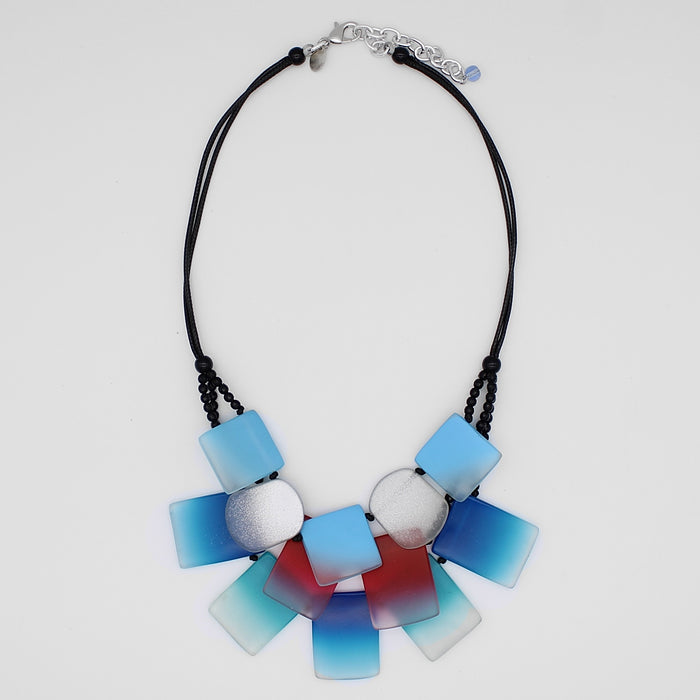Blue Harmony Ombre Triple Strand Necklace - Sylca Designs - Chunky Jewelry