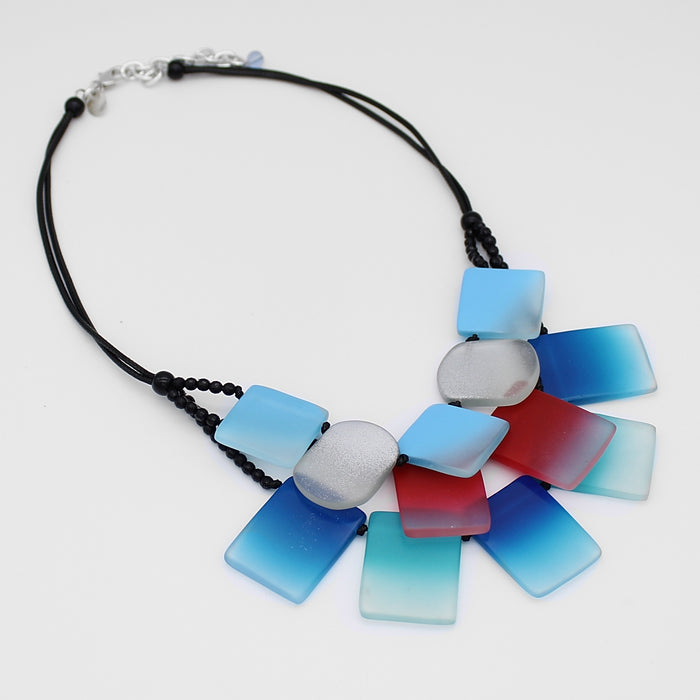 Blue Harmony Ombre Triple Strand Necklace - Sylca Designs - Chunky Jewelry