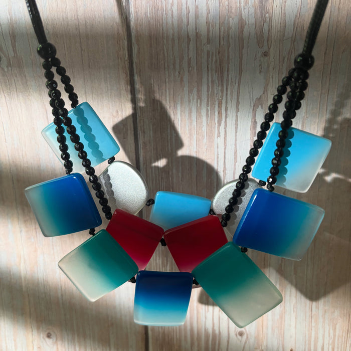 Blue Harmony Ombre Triple Strand Necklace