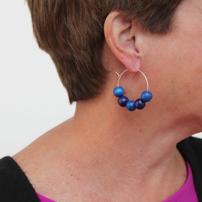 Blue Hoop Dangle Earring - Sylca Designs - Chunky Jewelry
