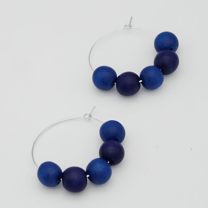 Blue Hoop Dangle Earring - Sylca Designs - Chunky Jewelry