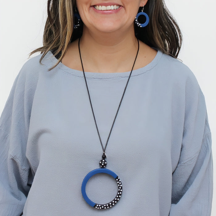 Blue Inez Pendant Necklace - Sylca Designs - Chunky Jewelry