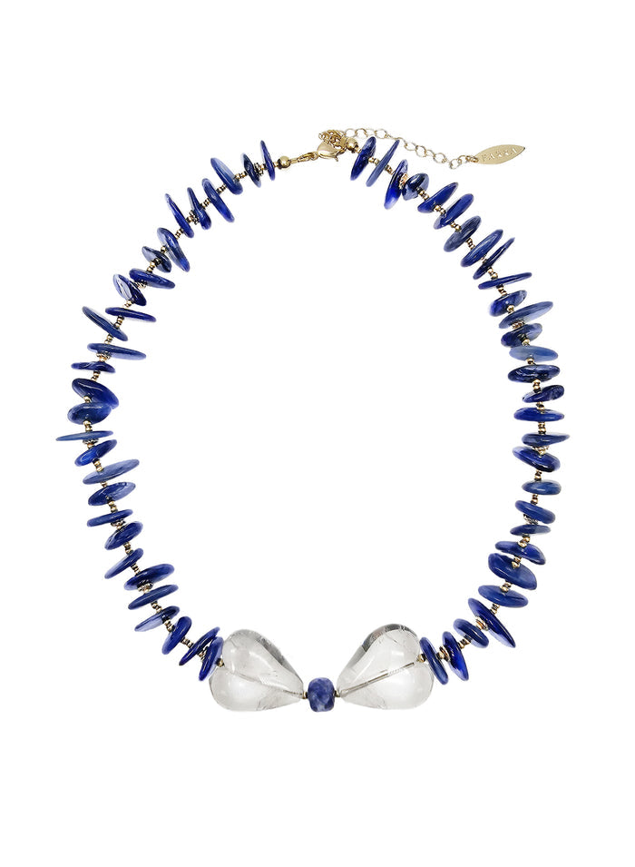 Blue Kyanite With Bowknot White Quartz Necklace QN032