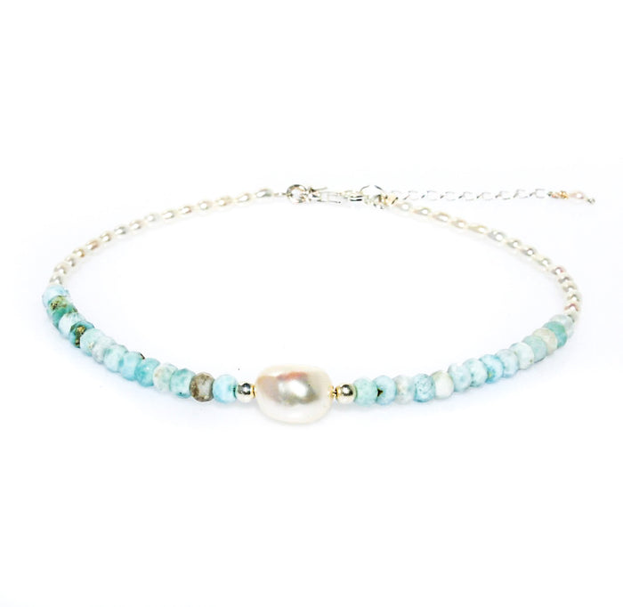 keshi pearl larimar anklet