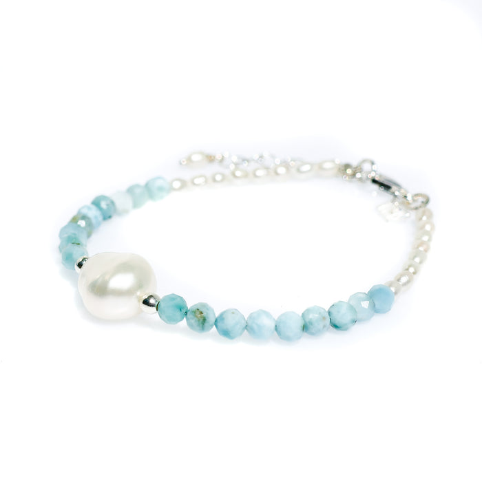 blue lagoon keshi pearl larimar bracelet