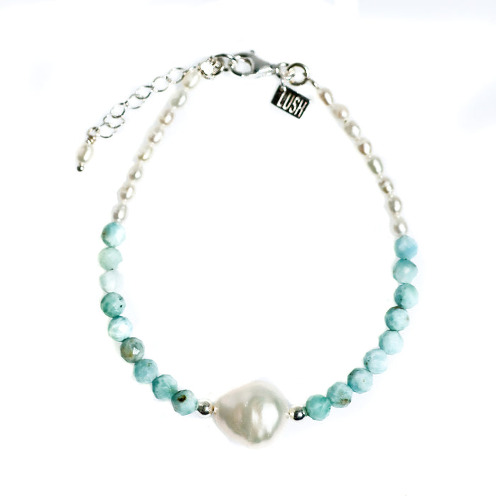 blue lagoon keshi pearl larimar bracelet