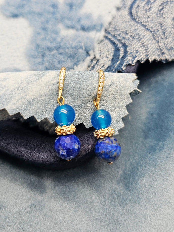 Blue Lapis And Agate Earrings SE014