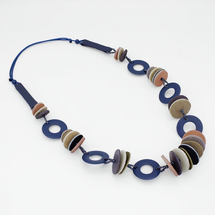 Blue Leather Luxe Spectrum Necklace