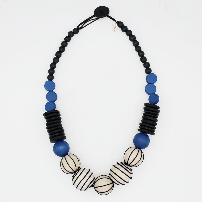 Blue Maris Threaded Ball Statement Necklace - Sylca Designs - Chunky Jewelry