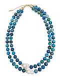 Blue Opal With Baroque Pearls Double Layers Necklace NN047
