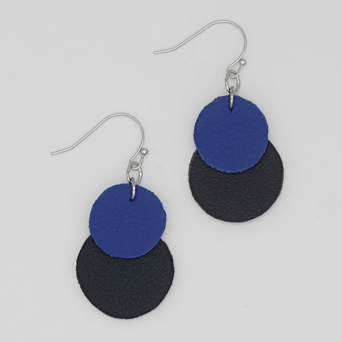 Blue Paris Leather Earrings - Sylca Designs - Chunky Jewelry