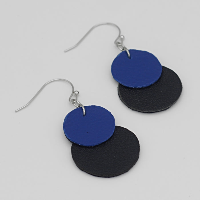 Blue Paris Leather Earrings - Sylca Designs - Chunky Jewelry