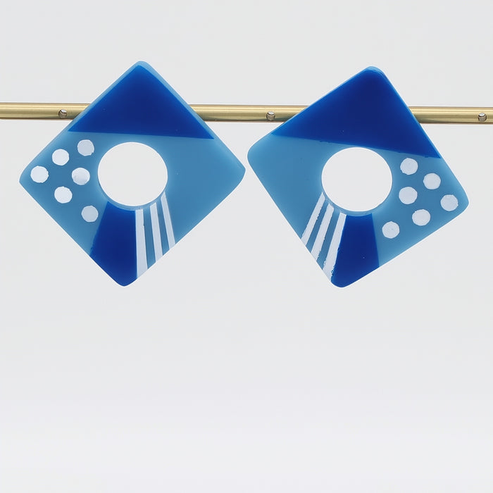 Blue Playful Post Earrings - Sylca Designs - Chunky Jewelry