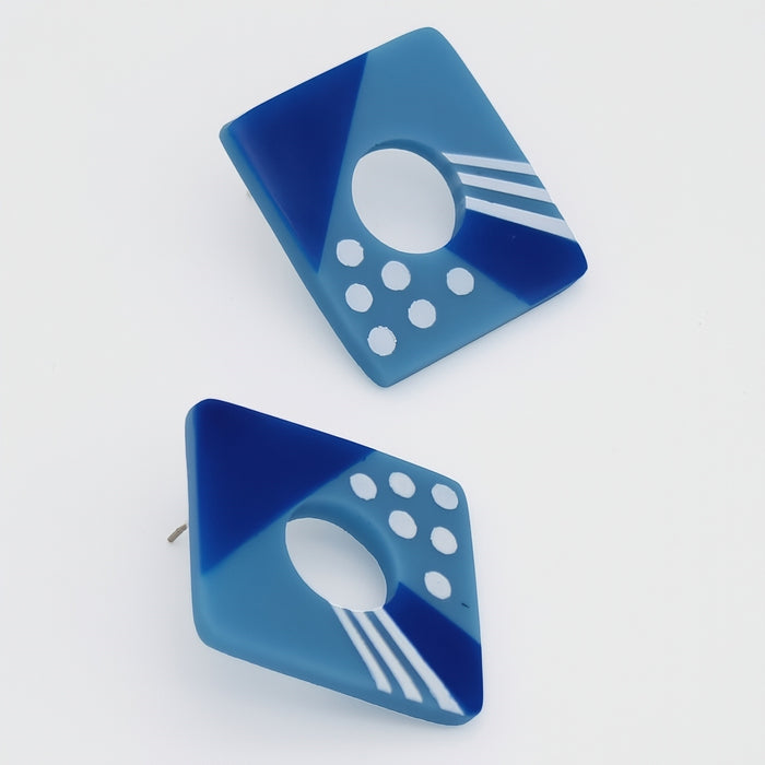 Blue Playful Post Earrings - Sylca Designs - Chunky Jewelry