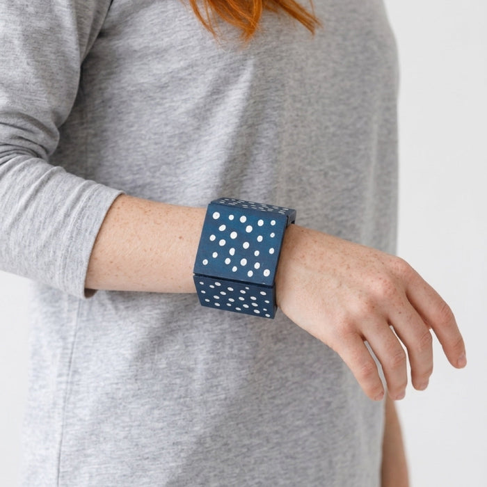 Chunky blue polka dot bracelet