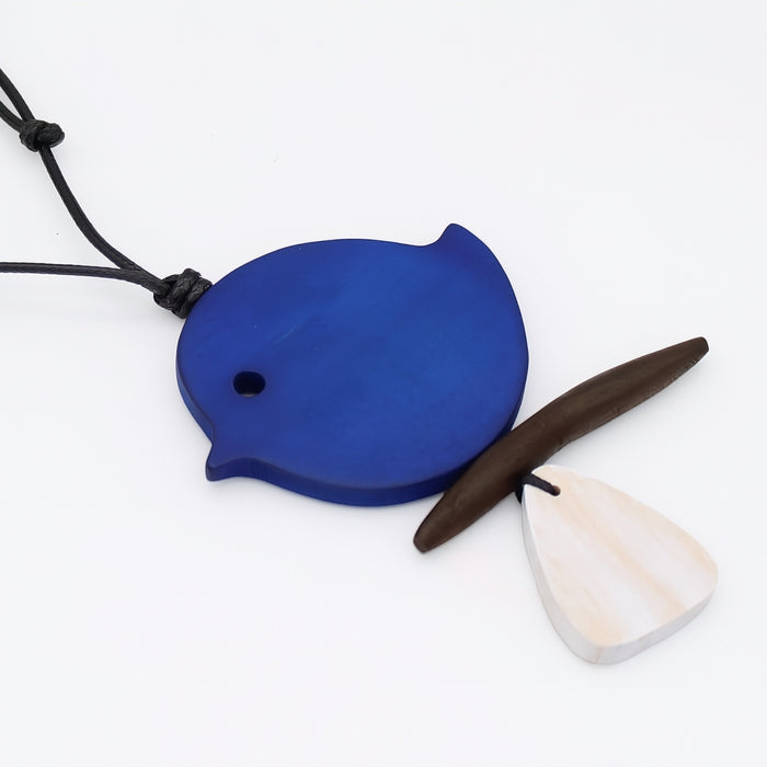 Blue Robin On A Branch Necklace
