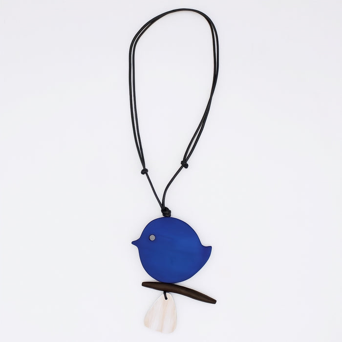 Blue Robin On A Branch Necklace
