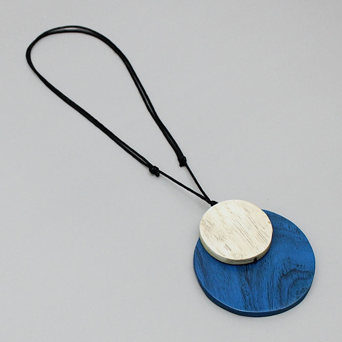 Blue Round Double Whitney Pendant - Sylca Designs - Chunky Jewelry