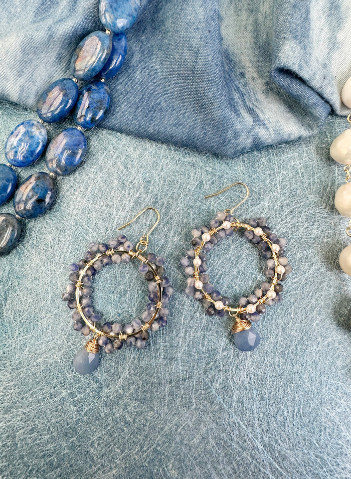 Blue Sodalite Dangle Earrings KE009 - FARRA