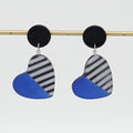 Blue Stripe Frosted Heartstrings Earring - Sylca Designs - Chunky Jewelry