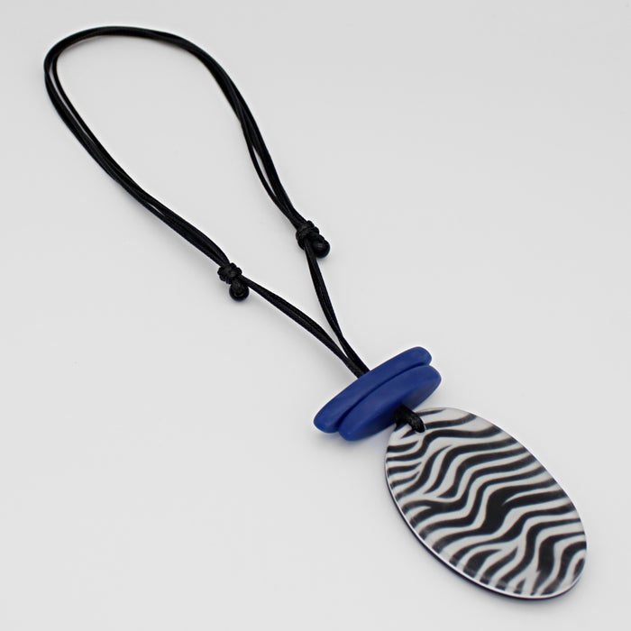 Blue Suky Zebra Pendant - Sylca Designs - Chunky Jewelry