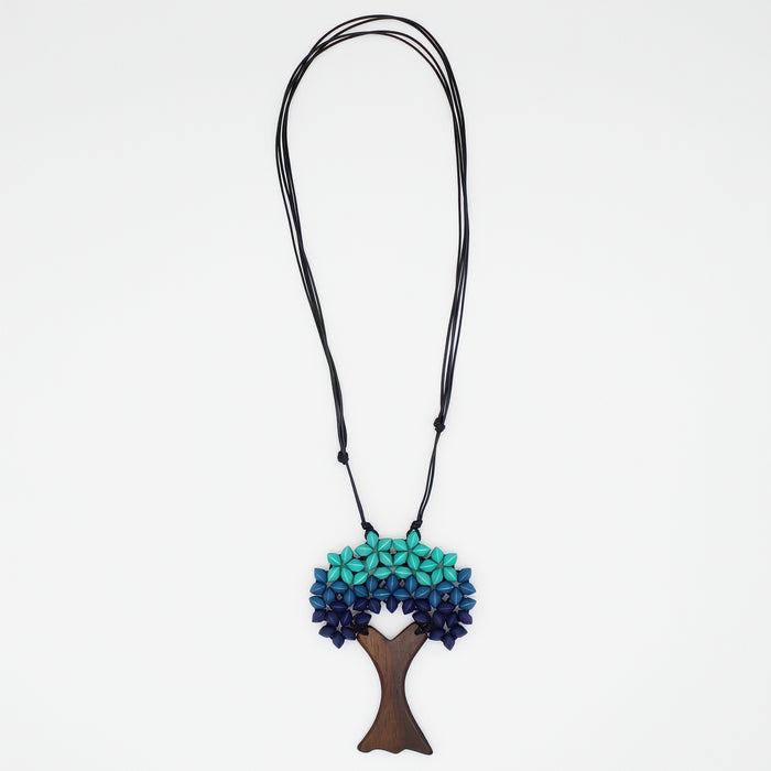 Blue Sycamore Tree  Statement Pendant - Sylca Designs - Chunky Jewelry