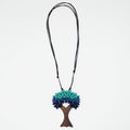Blue Sycamore Tree  Statement Pendant - Sylca Designs - Chunky Jewelry
