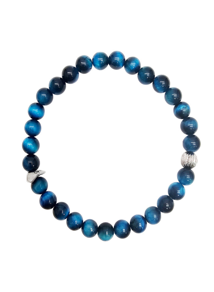 Blue Tiger-eye Stone Flexible Men's Bracelet MEB18
