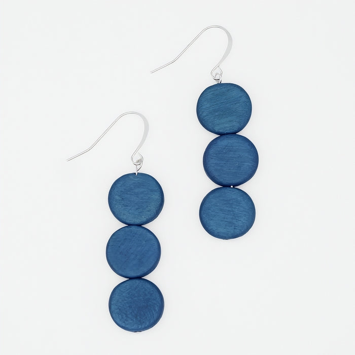 Blue Triple Bead Kira Earring