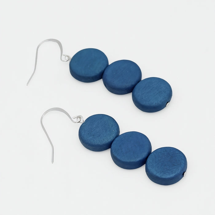 Blue Triple Bead Kira Earring