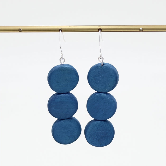 Blue Triple Bead Kira Earring