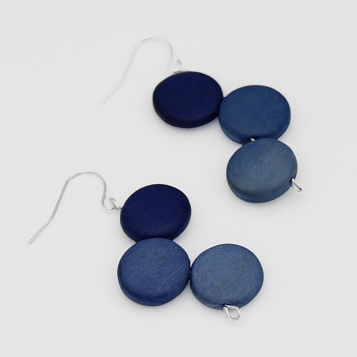 Blue Triple Stacked Earring - Sylca Designs - Chunky Jewelry