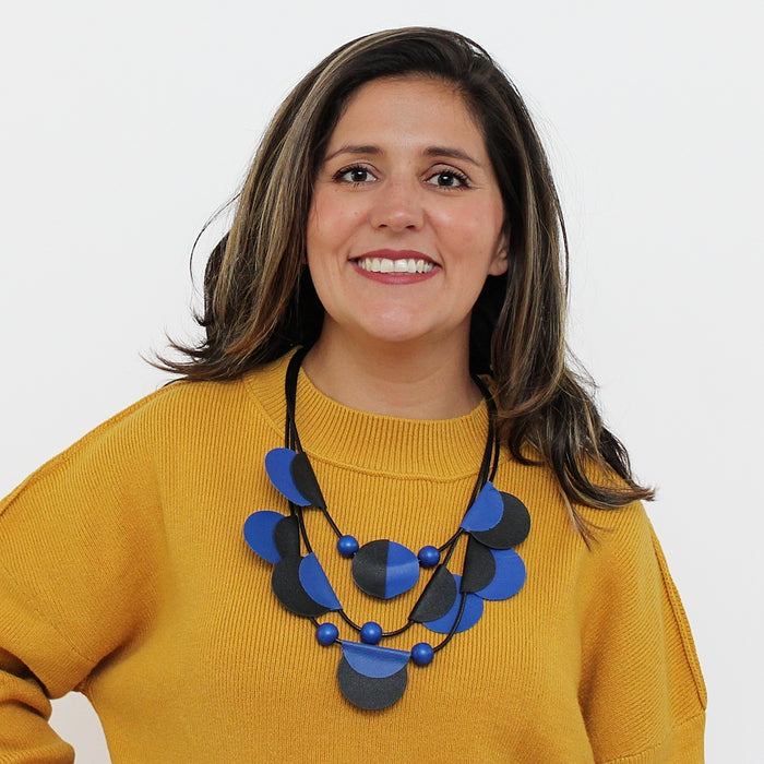 Blue Verona Leather Necklace - Sylca Designs - Chunky Jewelry