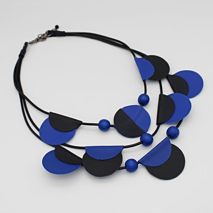 Blue Verona Leather Necklace - Sylca Designs - Chunky Jewelry