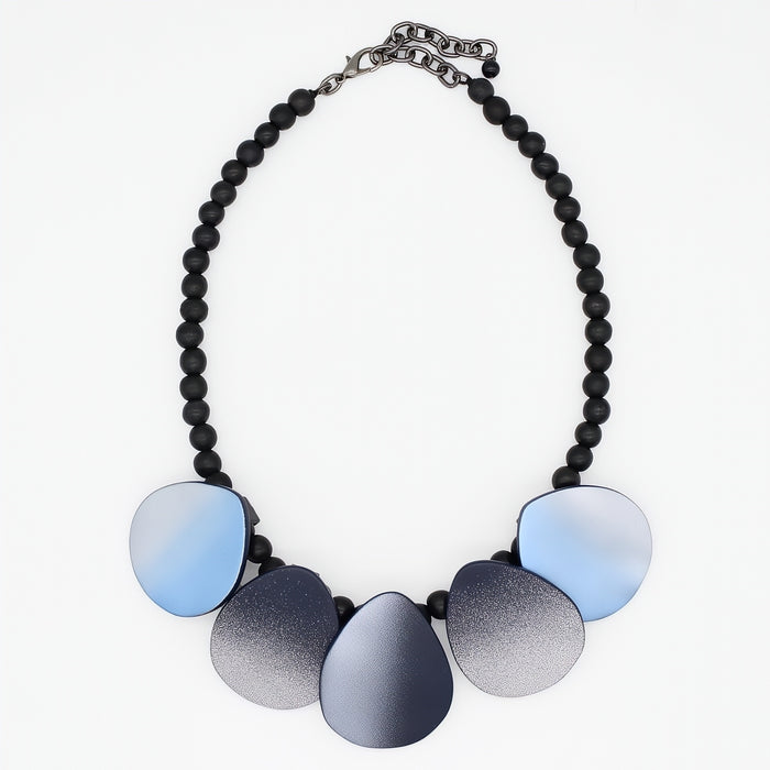 Blue Willow Brushed Bead Necklace