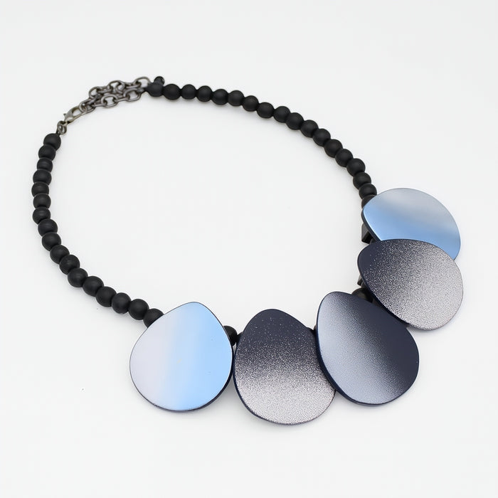Blue Willow Brushed Bead Necklace