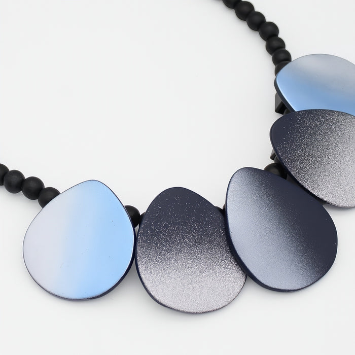 Blue Willow Brushed Bead Necklace