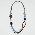 Blue Wood Bead Gabby Necklace - Sylca Designs - Chunky Jewelry