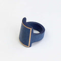 Blue Wooden Ring with Gold Trim - Sylca Designs - Chunky Jewelry