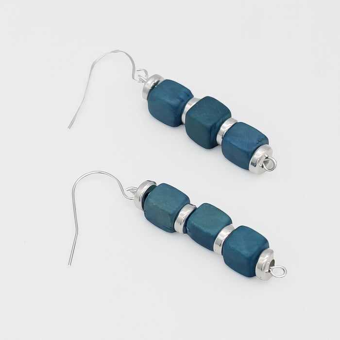 Blue Zuba Cube Earring - Sylca Designs - Chunky Jewelry