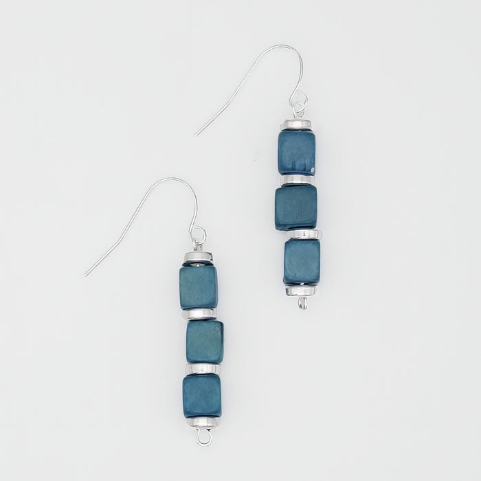 Blue Zuba Cube Earring - Sylca Designs - Chunky Jewelry
