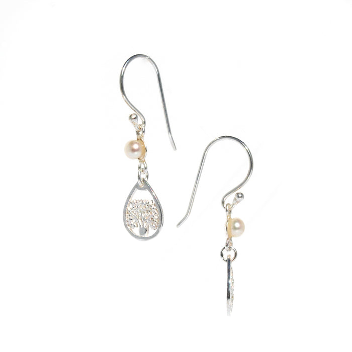 Boab Pearl dew drop earrings in 925 sterling silver with freshwater pearl designed in Broome Western Australia