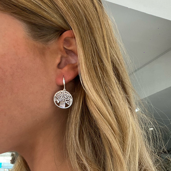 Large Boab Tree Circle of Life earrings in 925 sterling silver designed in Broome Western Australia