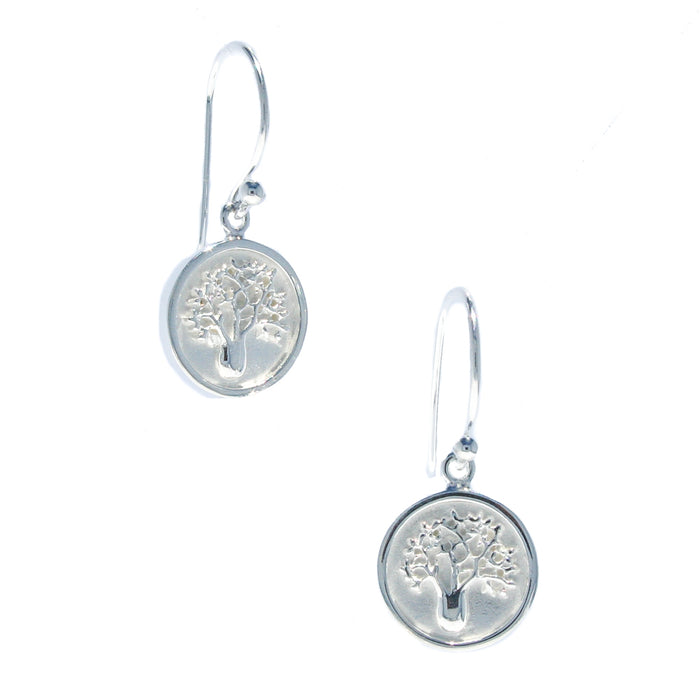 Boab Tree solid disc hook earrings in 925 sterling silver designed in Broome Western Australia