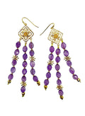 Bohemian Amethyst Beaded Tassel Earrings LE011 - FARRA