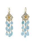 Bohemian Style Aquamarine Beaded Tassel Earrings LE017 - FARRA