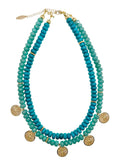 Bohemian Turquoise & Amazonite Double Strands Short Necklace KN013 - FARRA