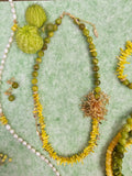 Boho Chic Green Opal And Yellow Bamboo Coral With Removable Pin Necklace SN033