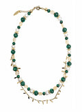 Boho Chic Malachite With Leaves Shell And Pearls Layered Necklace SN028