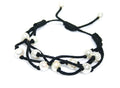 Boho Pearl Bracelet with genuine freshwater pearls on black braided cord